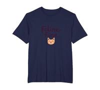 Feline Fine: Cute Cat Lover Pun for Pet Enthusiasts T-Shirt, Men's Big and Tall, Navy, 2X Tall