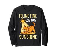 Feline Fine in the Sunshine Beach Relaxation Cat Lover Quote Long Sleeve T-Shirt