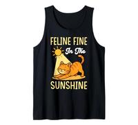 Feline Fine in the Sunshine Beach Relaxation Cat Lover Quote Tank Top