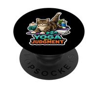 Feline Fitness Philosopher Yoga with Judgement PopSockets Adhesive PopGrip