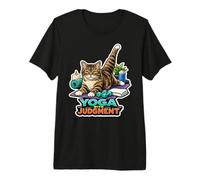 Feline Fitness Philosopher Yoga with Judgement Premium T-Shirt