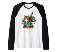 Feline Fitness Philosopher Yoga with Judgement Raglan Baseball Tee