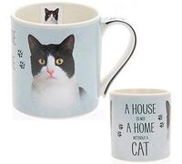 Feline Friends New boxed Black & White Cat artistic gift fine china mug coffee cup