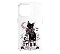 Feline Fright Night Black Cat Coquette Halloween Case for iPhone 16 Pro