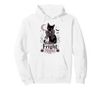Feline Fright Night Black Cat Coquette Halloween Pullover Hoodie