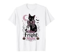 Feline Fright Night Black Cat Coquette Halloween T-Shirt