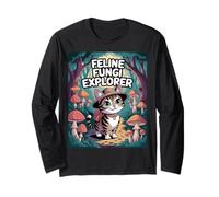 Feline Fungi Explorer Cat Mushroom Funny Mycology Nature Long Sleeve T-Shirt