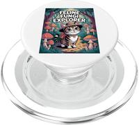 Feline Fungi Explorer Cat Mushroom Funny Mycology Nature PopSockets PopGrip for MagSafe