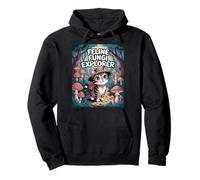 Feline Fungi Explorer Cat Mushroom Funny Mycology Nature Pullover Hoodie