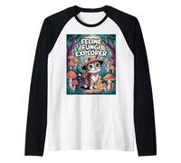 Feline Fungi Explorer Cat Mushroom Funny Mycology Nature Raglan Baseball Tee