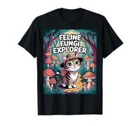 Feline Fungi Explorer Cat Mushroom Funny Mycology Nature T-Shirt