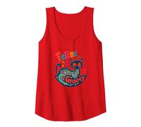 Feline Groovy: Psychedelic Cat Music Lover Art Tank Top, Women, Red, S
