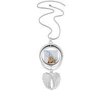 Feline Lions Fierce Patterns Pendant Angel Wings Rotating Necklace Jewelry