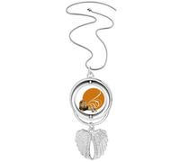 Feline Lions Fierce Wings Pendant Angel Wings Rotating Necklace Jewelry
