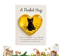 Feline Love Ornament - Handmade Resin Figurine, Soft Emotional Detail, Compact Decorative Shape, Inspirational Card Message | Cat Owner Memorial Display Stand Bibl