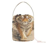 Feline Moving Through Misty Scene Art Crochet Tote Bag Yarn Project Bag with Holes Needle Storage for Crochet Tool Knitting Storage