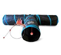 Feline Ruff Premium 3 Way Cat Tunnel. Extra Large 12 Inch Diameter and Extra Long. A Big Collapsible Play Toy. Wide Pet Tunnel Tube for Other Pets Too!