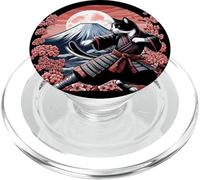 Feline Samurai Cat Majestic Mount Fuji and Sakura PopSockets PopGrip for MagSafe