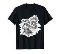 Feline Samurai Warrior Dragon Japanese Katana Mythology Art T-Shirt