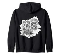 Feline Samurai Warrior Dragon Japanese Katana Mythology Art Zip Hoodie
