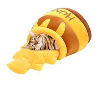 Feline Sleeping House - Plush Thermal Cabin, Cute Illustrated Snuggle Dwelling, Cushioned Insulated Nest Hideaway | Secure Relaxation Furniture for Indoor Pets Young Animals Cold Seasons