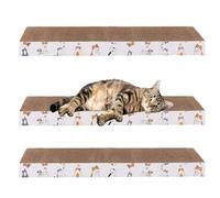 Feline Talon Grinders - Triple Pack Corrugated Cardboard, Vertical Claw Maintenance Pads, Reversible Shredding Surfaces, Boredom Relief Stations, Indoor Pet Supplies, Natural Kraft Brown Fiber