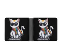 Feline The Purride LGBT Gay Cat Leather Wallets for Men Slim Bifold Wallet Credit Card Holder Front Pocket Wallets