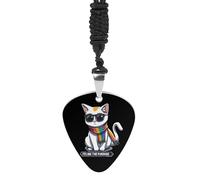Feline The Purride LGBT Gay Cat Personalized Guitar Picks Necklace Guitar Pendant Jewelry Gifts for Women Men