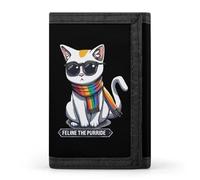 Feline The Purride LGBT Gay Cat Trifold Wallets Slim Coin Purse Credit Card Holder Wallet Money Clip for Women Men