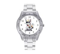 Feline The Purride LGBT Gay Cat Watches for Men Business Dress Watch Analog Quartz Wristwatch Stainless Steel Band