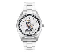 Feline The Purride LGBT Gay Cat Watches for Men Business Dress Watch Stainless Steel Band Wristwatch