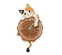 Feline Wall Clock - Cute Kitchen Wall Clocks, Living Room Clock With Cat Structured, Analog Clocks With Animal Themed Style, Home Accessory Cute Timepiece, Room Timepiece For Indoor Display