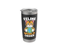 Feline World Order Funny Cat Lover Kitty Humor Stainless Steel Insulated Tumbler