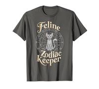 Feline Zodiac Keeper Design T-Shirt, Men, Asphalt Grey, 4X-Large