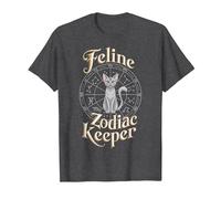 Feline Zodiac Keeper Design T-Shirt, Men, Dark Heather Grey, 6X-Large