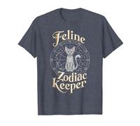 Feline Zodiac Keeper Design T-Shirt, Men, Heather Blue, 4X-Large