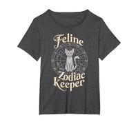 Feline Zodiac Keeper Design T-Shirt, Women's Plus, Dark Heather Grey, 6X