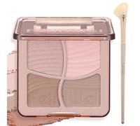 FelinWel Highlight Contour Makeup Palette Matte Highlighter Palette with Shine and Tan Powder for Cold Skin with Brush