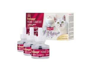 Felisept Home Comfort Cat Calming Refill 3 x 45ml - With natural catnip & no pheromone cat - Cat plug in calmer - Reduce undesirable behaviour & stress