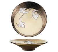 Felisteya Handmade Ceramic Fruit Bowl - 25.5cm Modern Decorative Centrepiece Bowl, Hand Glazed Artisan Pottery, Statement Fruit Bowl for Table, Coffee Table Decor & Home Decor Gifts (White Flowers)
