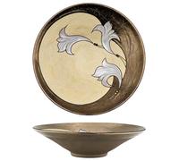 Felisteya Handmade Ceramic Fruit Bowl - 25.5cm Wheel-Thrown Artisan Pottery, Hand-Glazed Gold and White Decorative Bowl, Fruit Bowls for Table and Coffee Table Decor, Home Decor Gift - Model 3