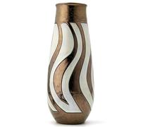 FELISTEYA Handmade Ceramic Vase - 25.5cm Tall Artisan Pottery Flower Vase, Hand-Glazed Gold and White Vases for Home Decor or as a Gift - Cylinder Model 1