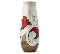 FELISTEYA Handmade Ceramic Vase - 25.5cm Tall Artisan Pottery Flower Vase, Hand-Glazed Gold, Red and White Vases for Home Decor or as a Gift - Cylinder Model 3