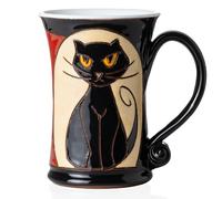 Felisteya Wheel-Thrown Handmade Mugs - Artisan Pottery Black Cat Mugs, 320ml Ceramic Coffee Mug for Women and Men, Cat Lovers Gift Mug, Your Tea Mug - Model 1