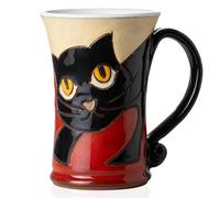 Felisteya Wheel-Thrown Handmade Mugs - Artisan Pottery Black Cat Mugs, 320ml Ceramic Coffee Mug for Women and Men, Cat Lovers Gift Mug, Your Tea Mug - Model 3
