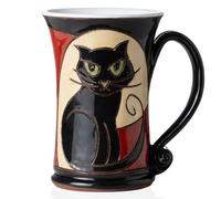 Felisteya Wheel-Thrown Handmade Mugs - Artisan Pottery Black Cat Mugs, 320ml Ceramic Coffee Mug for Women and Men, Cat Lovers Gift Mug, Your Tea Mug - Model 2