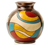 FELISTEYA Wheel-Thrown Handmade Vases - Artisan Pottery Flower Vases, 16cm Tall Ceramic Vase with Hand-Glazed Pattern for Home Decor and Gifts - Ball Vase 1