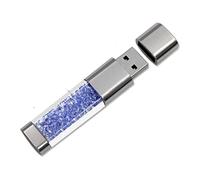 FeliSun New Jewelry Crystal USB 3.0 Flash Drive, Waterproof Shockproof Transparent Memory Stick Pen Drive External Storage For Birthday Gifts, Wedding Gifts (Dark Blue, 64GB)