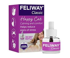 FELIWAY Classic Cat Calming Pheromone Plug-In Diffuser Refill, 1 Refill | Helps Solve Common Signs of Stress in Cats Like Urine Spraying, Scratching and Hiding, Drug-Free, Odourless, 30 day refill