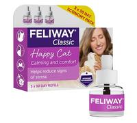 FELIWAY Classic Cat Calming Pheromone Plug-In Diffuser Refill, 3 Refills | Helps Solve Common Signs of Stress in Cats Like Urine Spraying, Scratching and Hiding, Drug-Free, Odourless, 90 day refill